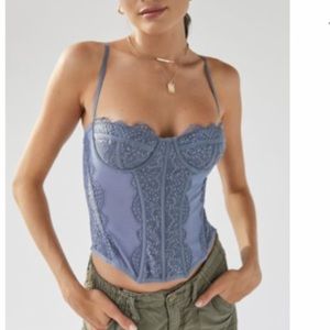 Urban Outfitters Blue Lace Corset Top